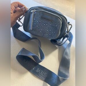 Steve Madden Silver and Blue Crossbody Bag